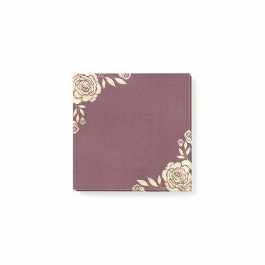 Modern Wedding Gorgeous Golden Roses Burgundy Red Post-it Notes