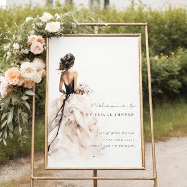 Modern Wedding Gown Bridal Shower Welcome Foam Board