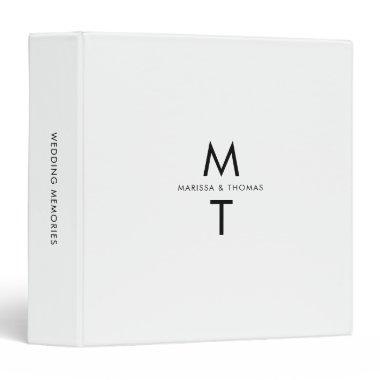 Modern Wedding Monogram Album Planners Minimalist 3 Ring Binder