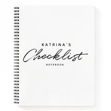 Modern White Black Simple Checklist Notebook