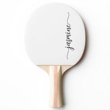 Modern White Custom Name Signature Script Ping Pong Paddle