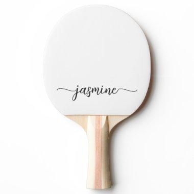 Modern White Custom Name Signature Script Ping Pong Paddle
