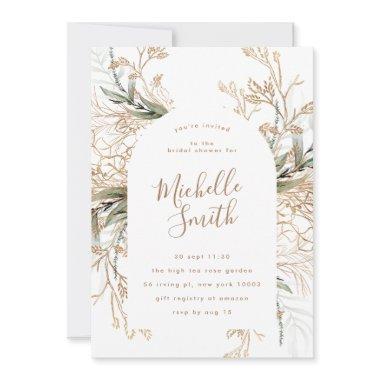 Modern White Gold Boho Eucalyptus