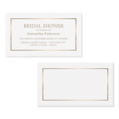 Modern White & Gold Bridal Shower Ticket Invite