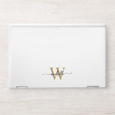 Modern White Gold Monogram Initial Name Signature HP Laptop Skin