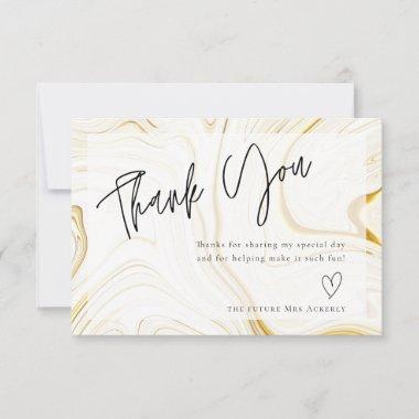 Modern White Marble Bridal Shower Thank You Invitations