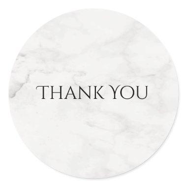 Modern White Marble Elegant Thank You Template Classic Round Sticker