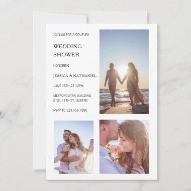Modern White Photo Collage Couple's Wedding Shower Invitations