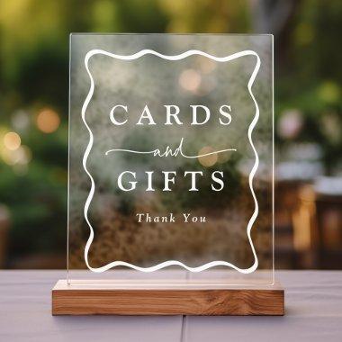 Modern White Wavy Frame Wedding  and Gifts Acrylic Sign