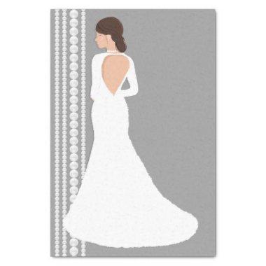 Modern White Wedding Dress & Pearls Bridal Shower Tissue Paper