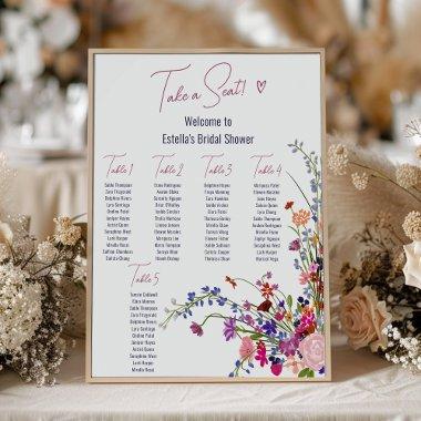 Modern wild flowers script  seating poster