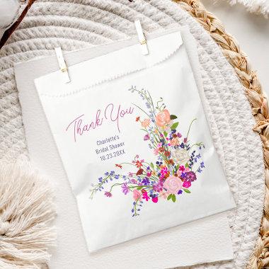 Modern wild flowers thank you bridal shower favor bag