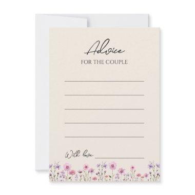Modern Wildflower Beige Wedding Advice Card