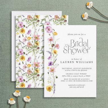 Modern Wildflower Watercolor Floral Bridal Shower Invitations