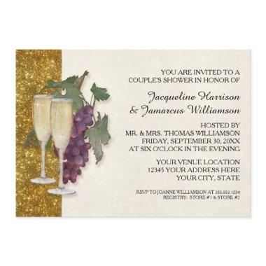 Modern Wine Champagne Glass Theme Rehearsal Dinner Invitations