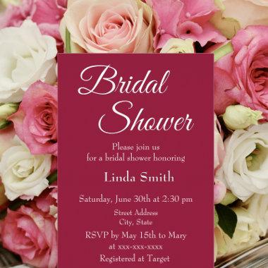 Modern Wine Red Bridal Shower Foil Invitations