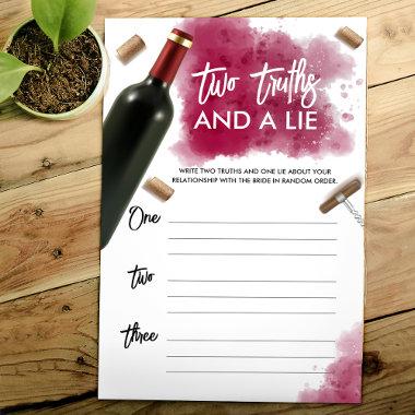Modern Wine Two Truths and a Lie Game | Paper Invitations