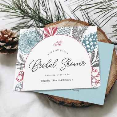 Modern Winter Bridal Shower Greenery Invitations