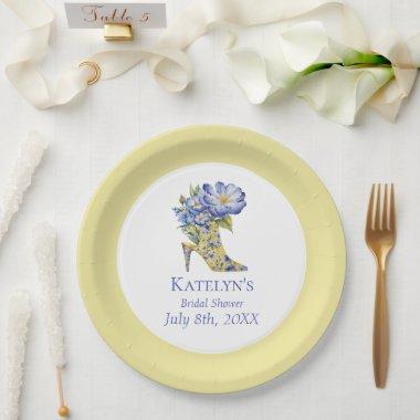 Modern Yellow Chinoiserie High-Heel Shoe Paper Plates