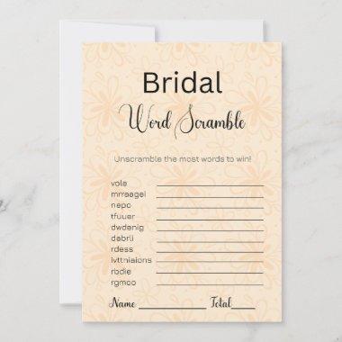 Modern Yellow Floral Bridal Word Scramble Game Invitations
