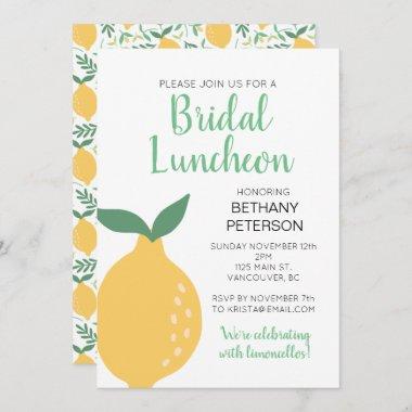 Modern Yellow Lemon Bridal Luncheon Invitations