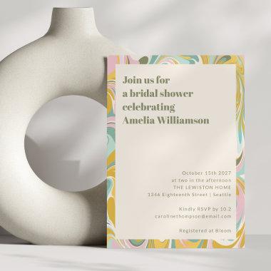 Modern Yellow Pastel Abstract Swirl Bridal Shower Invitations