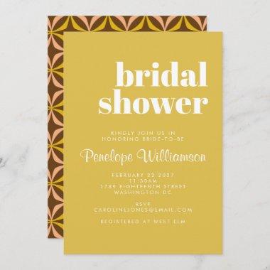 Modern Yellow Retro Bold Typography Bridal Shower Invitations
