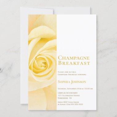 Modern Yellow Rose Bridal Champagne Breakfast Invitations