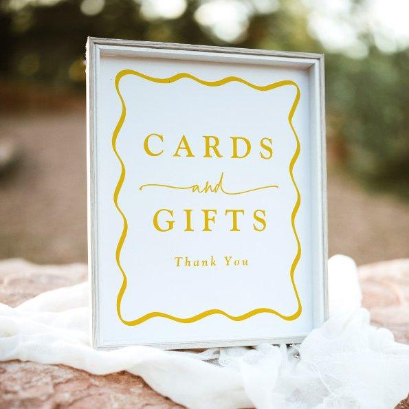 Modern Yellow Wavy Frame  and Gifts Poster