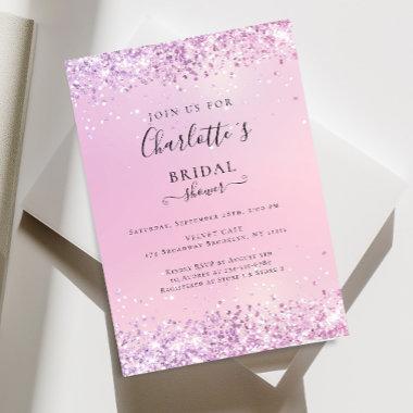 Moderne Glitter Pink (Imitat) Bridal Shower Invitations
