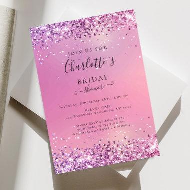 Moderne Glitter Purple (Imitat) Bridal Shower Invitations