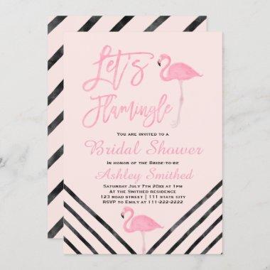 Modernpink flamingo watercolor bridal shower Invitations