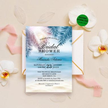 ModernTropical Ocean Summer Beach Bridal Shower Invitations
