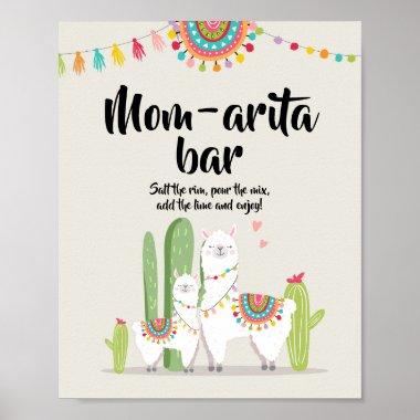 Mom-arita Margarita Bar Fiesta Llama Shower Sign
