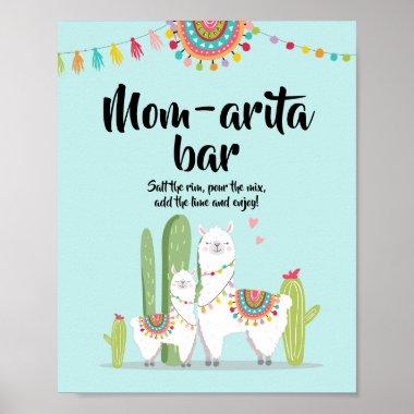 Mom-arita Margarita Bar Fiesta Llama Shower Sign