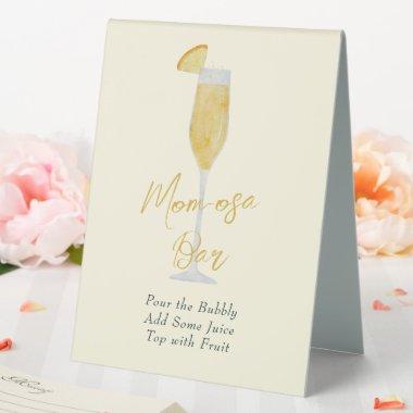 Mom-osa Bar for Mimosas at Baby Shower Table Tent Sign