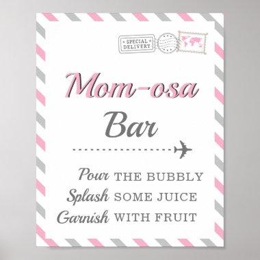 Mom-osa Mimosa Bar Drink Travel Airplane Party Poster