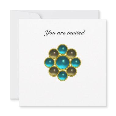 MON aquamarine agate white Invitations