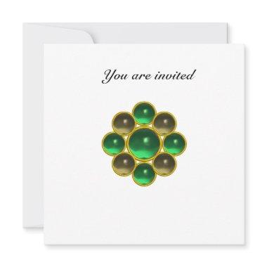 MON jade agate white Invitations