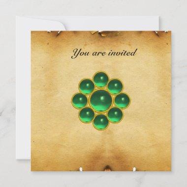 MON jade green parchment Invitations