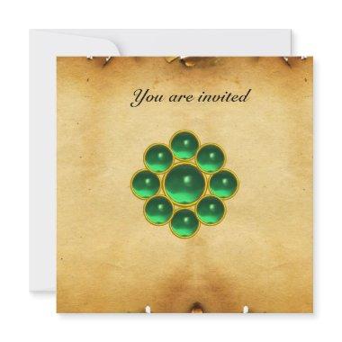 MON jade green parchment Invitations