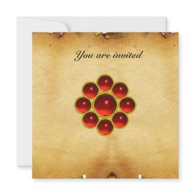 MON ruby red parchment Invitations