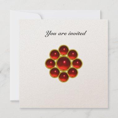 MON ruby red white gold Invitations