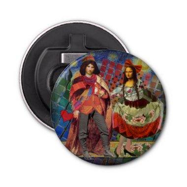 Mona Lisa Romantic Funny Colorful Artwork Bottle Opener