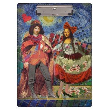 Mona Lisa Romantic Funny Colorful Artwork Clipboard