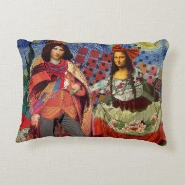 Mona Lisa Romantic Funny Colorful Artwork Decorative Pillow