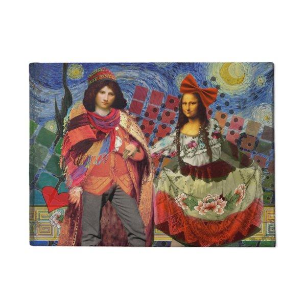 Mona Lisa Romantic Funny Colorful Artwork Doormat