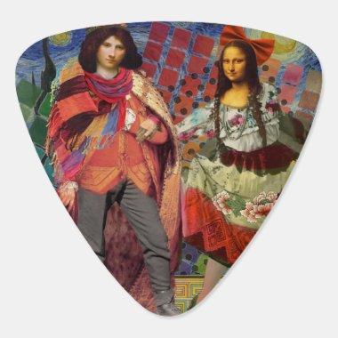 Mona Lisa Romantic Funny Colorful Artwork Guitar Pick