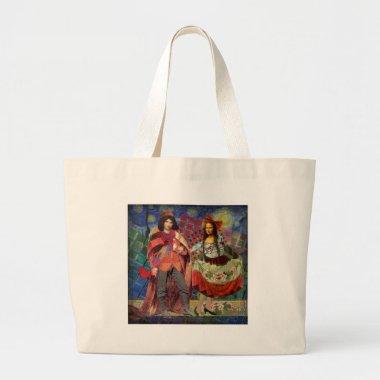 Mona Lisa Romantic Funny Colorful Artwork Large Tote Bag