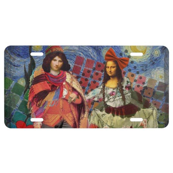 Mona Lisa Romantic Funny Colorful Artwork License Plate
